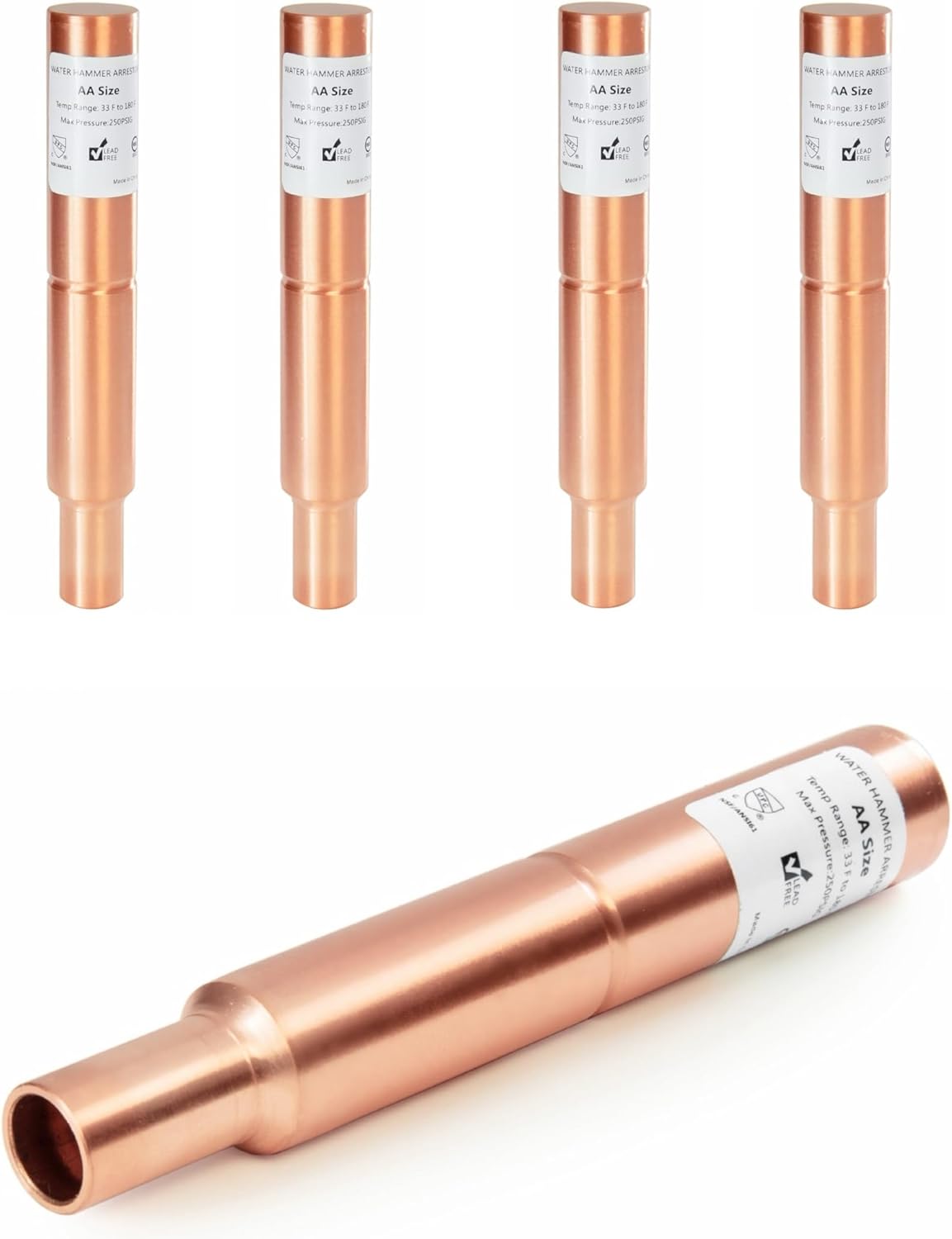 5-Pack Copper Water Hammer Arrestor for Plumbing Applications