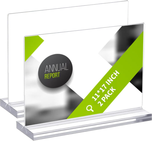11 x 17 Inches Acrylic Sign Holder for Table Displays - 2 Pack