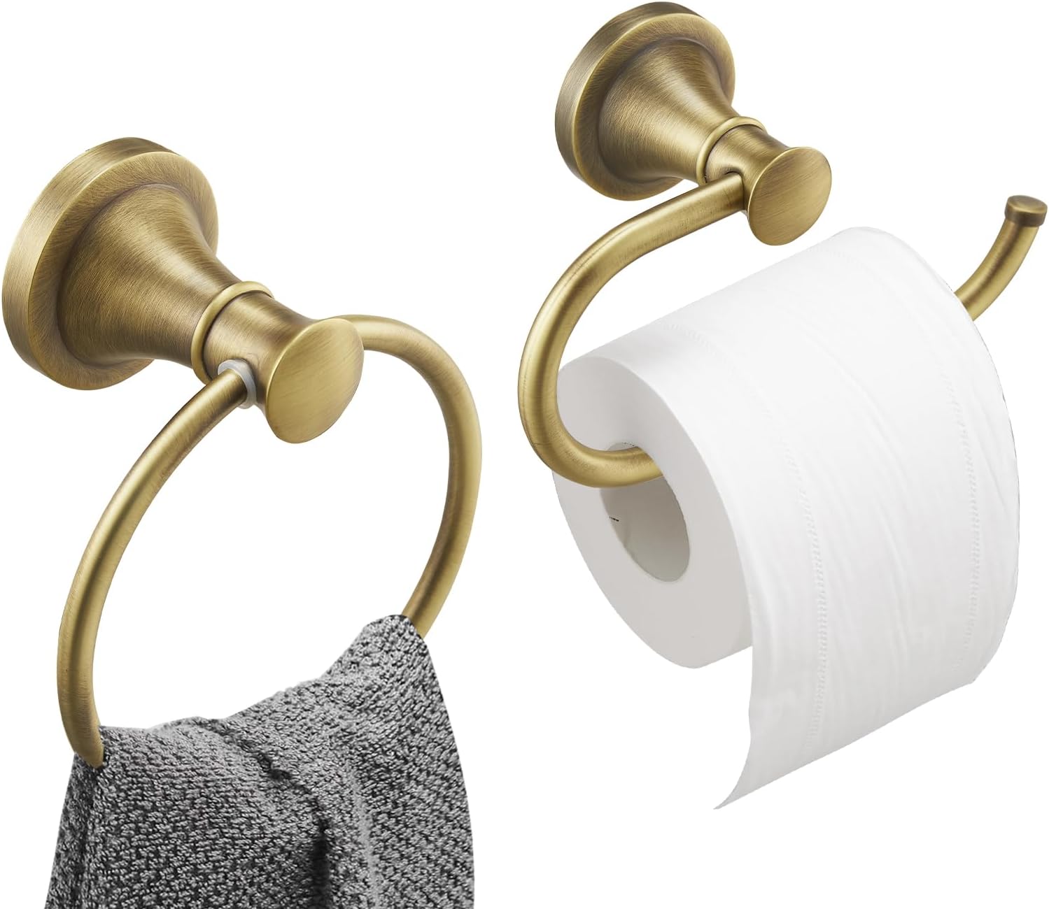 Hoimpro Antique Brass Towel Ring Set for Stylish Bathrooms