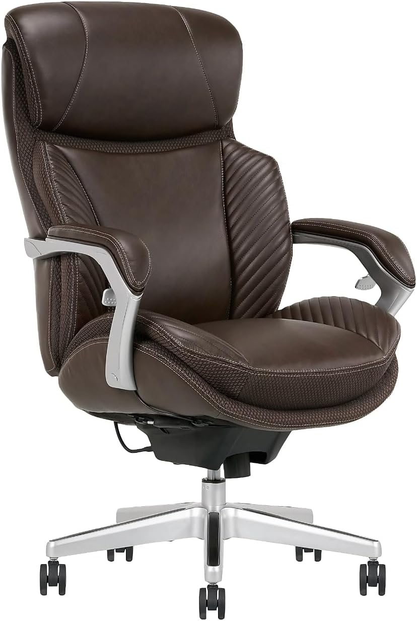 Big & Tall Ergonomic Executive Chair - Brown/Silver