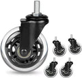 8T8 Office Chair Caster Wheels 5/16ft-18 Threaded Stem - Quiet, Floor