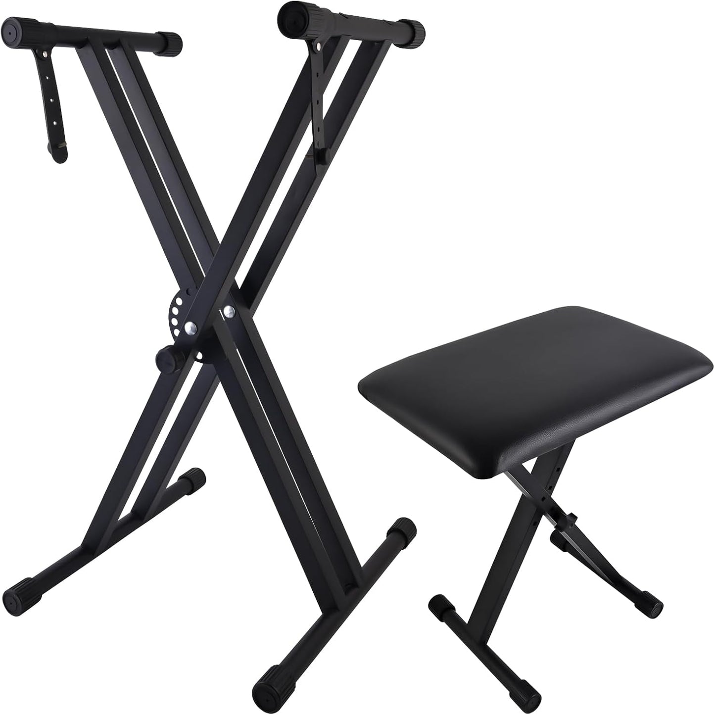 Adjustable Double-X Keyboard Stand & Bench Set, Shongbluu