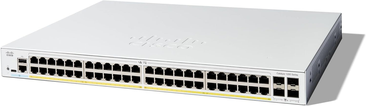 Cisco Catalyst 1200-48P-4X Smart Switch with 48 Ports and PoE