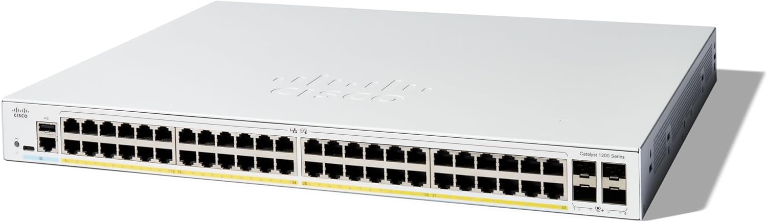Cisco Catalyst 1200-48P-4X Smart Switch with 48 Ports and PoE