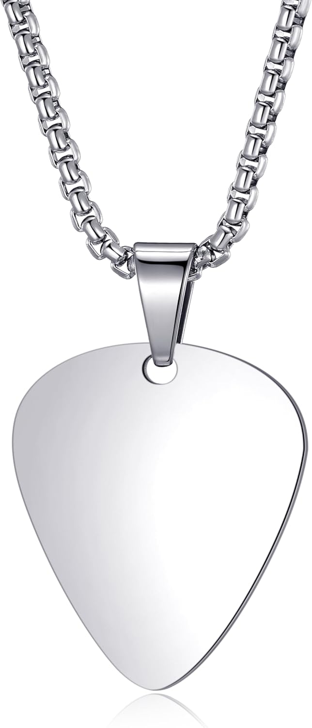 Stylish Guitar Pick Necklace - Unisex Stainless Steel Chain