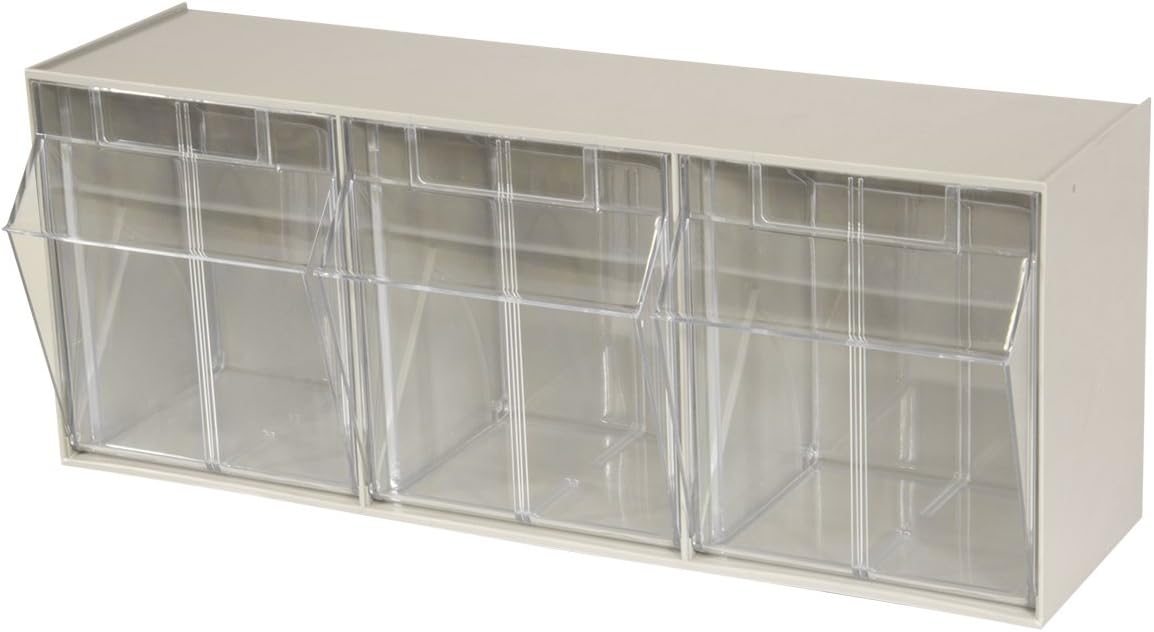 TiltView Plastic Storage Cabinet with 3 Tilt Out Bins for Organizing