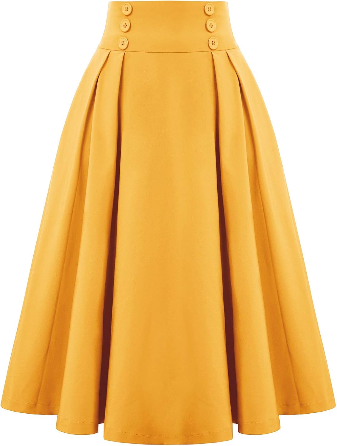 Belle Poque Women's Vintage High Waist Pleated Midi Skirt