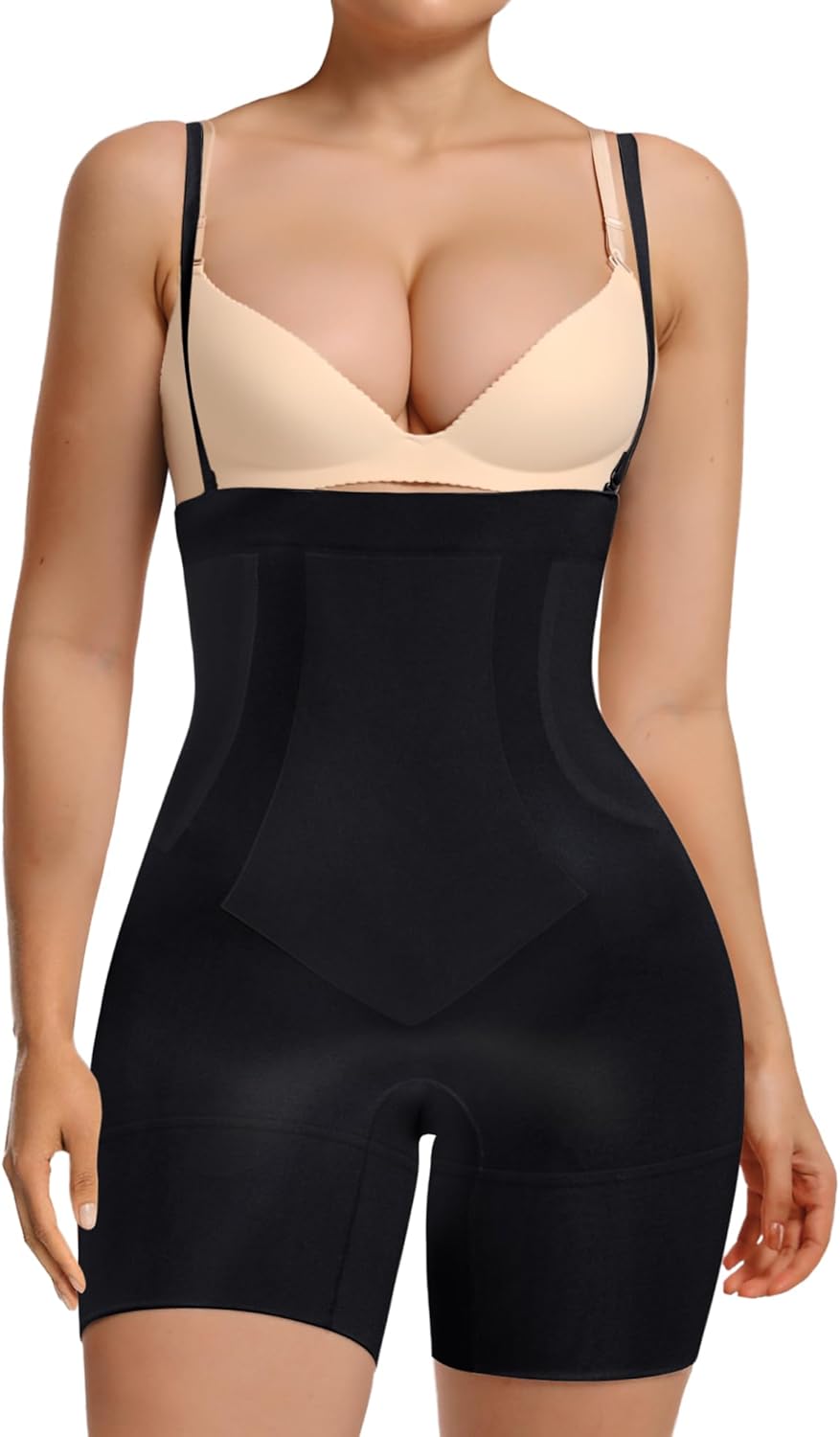 SHAPERX Tummy Control Open Bust Thigh Slimmer Body Shaper