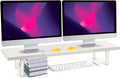 Dual-Monitor Stand Riser Adjustable Length 32-40 in - Desk Shelf