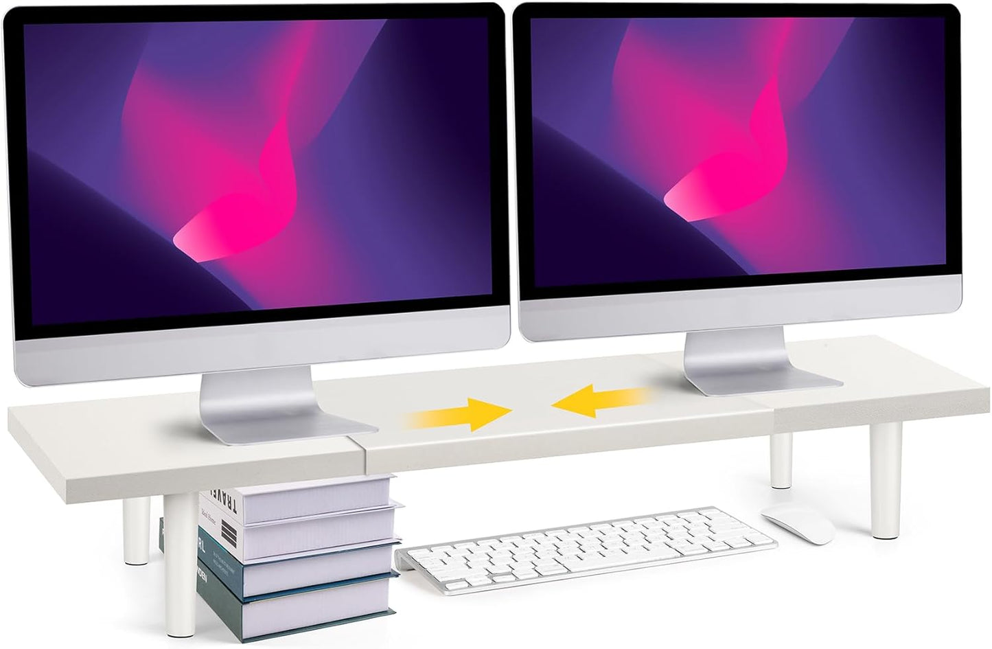 Dual Monitor Stand Riser for Desk Adjustable Length 32-40 in