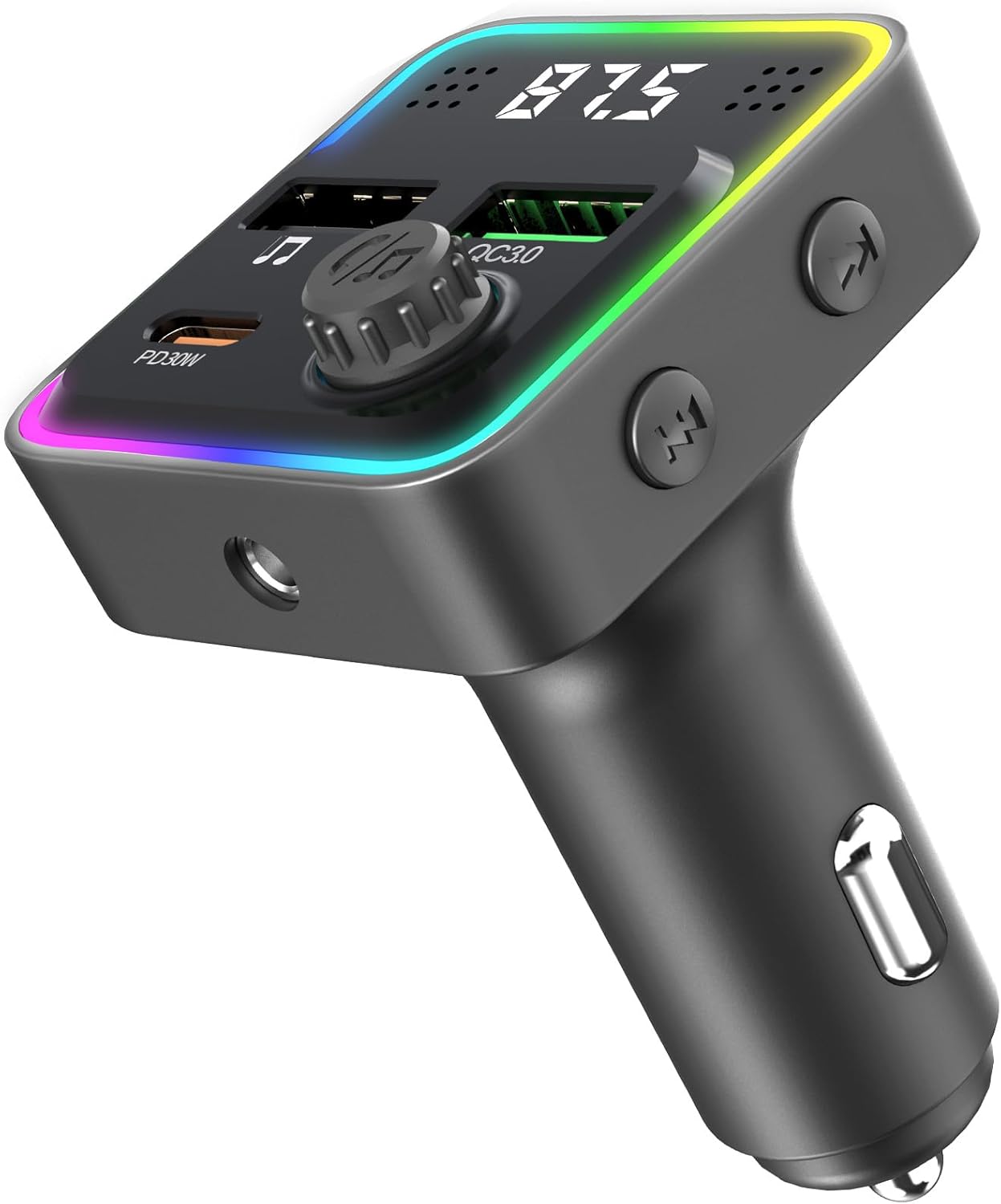 SYENGKKY Bluetooth Car Adapter - 30W PD Charger, Handsfree Calling, 7 Colors Backlight
