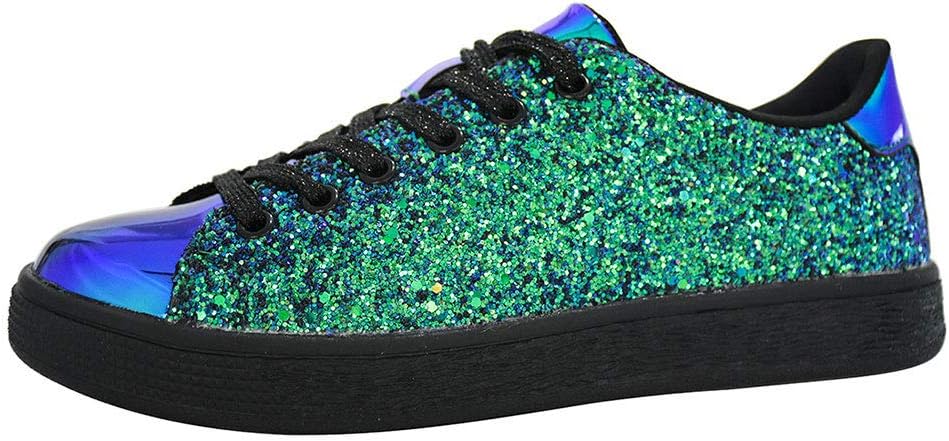 Glitter Shoes Sparkly Bling Shiny Lace Up Fashion Sneakers