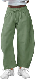 Hongsui Women's Barrel Leg Pants - Soft High-Rise Wide Leg Sweatpants