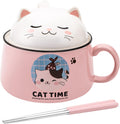 Cute Cat Ramen Bowl Set - 34.5 OZ Ceramic