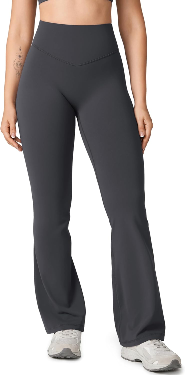 Hugcurve No Front Seam High Waisted Flare Leggings for Women