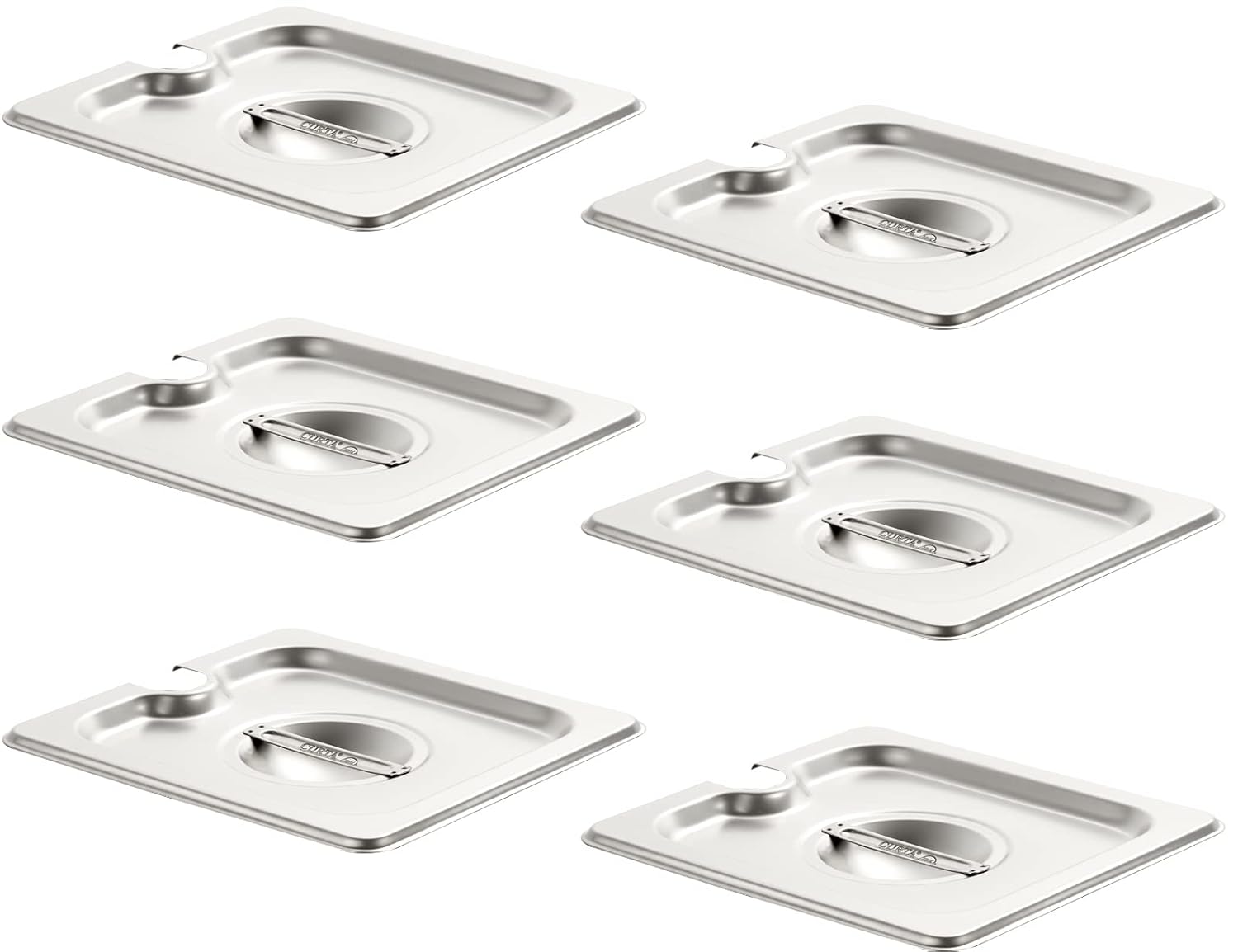 CURTA 6-Pack Slotted Steam Table Pan Lid with Handle for Catering