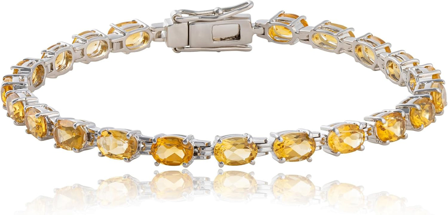 MAX + STONE 925 Sterling Silver Tennis Birthstones Bracelet