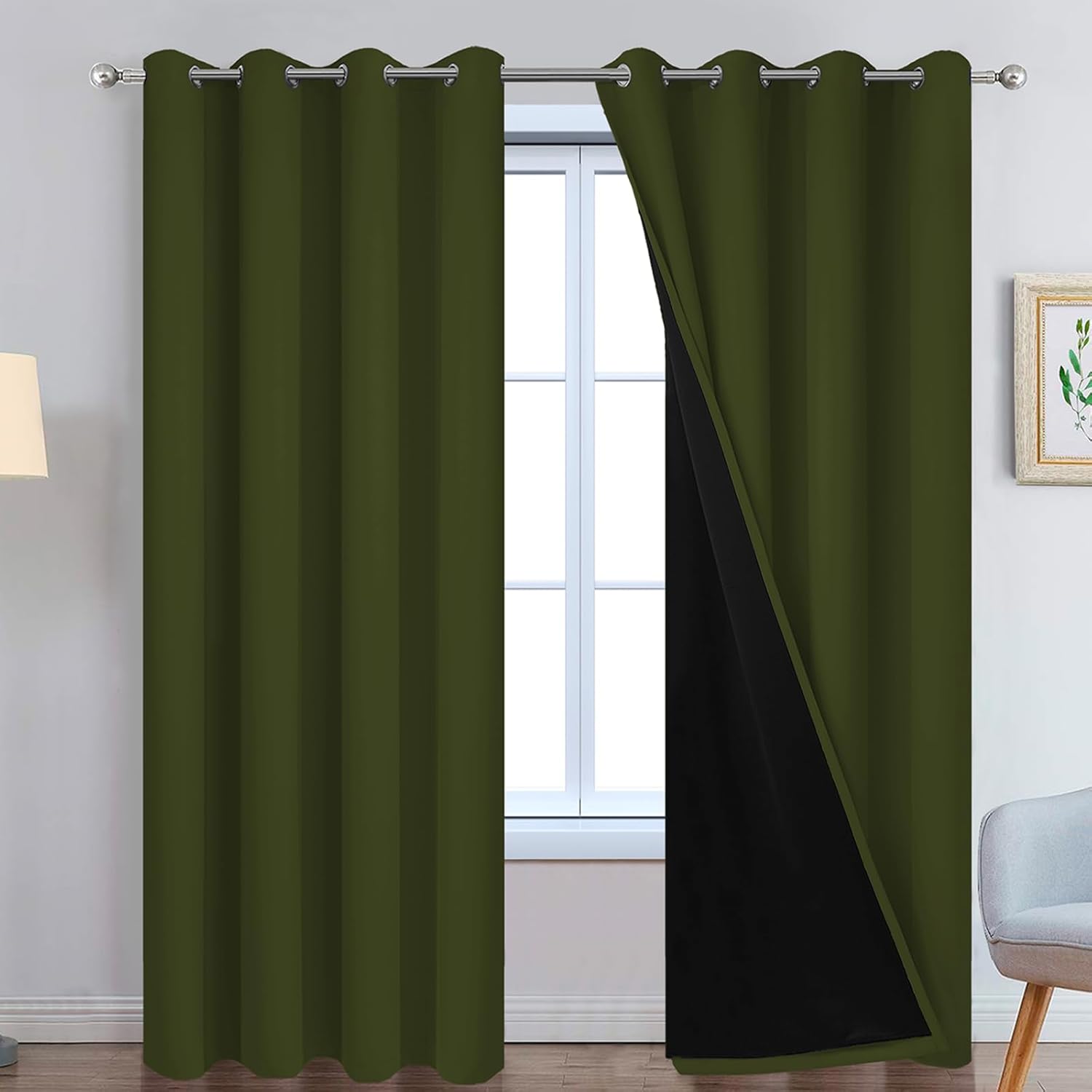 Yakamok Green 100% Blackout Curtains for Total Darkness