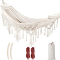 Backyard Hammock with Tassels Canvas Double Swing - Bohemian Comfort
