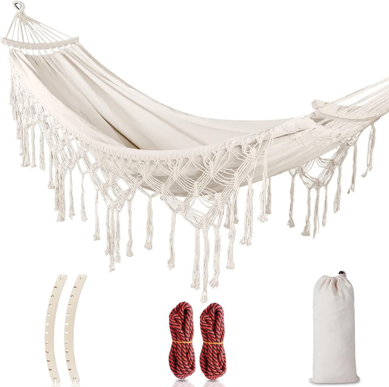 MOSFiATA Backyard Hammock with Tassels for Outdoor Relaxation