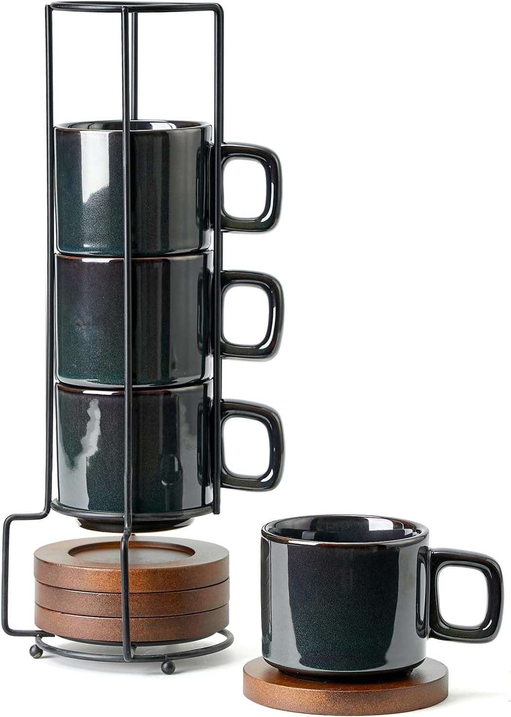 LUKA Porcelain Stackable Espresso Cups Set for Coffee Lovers