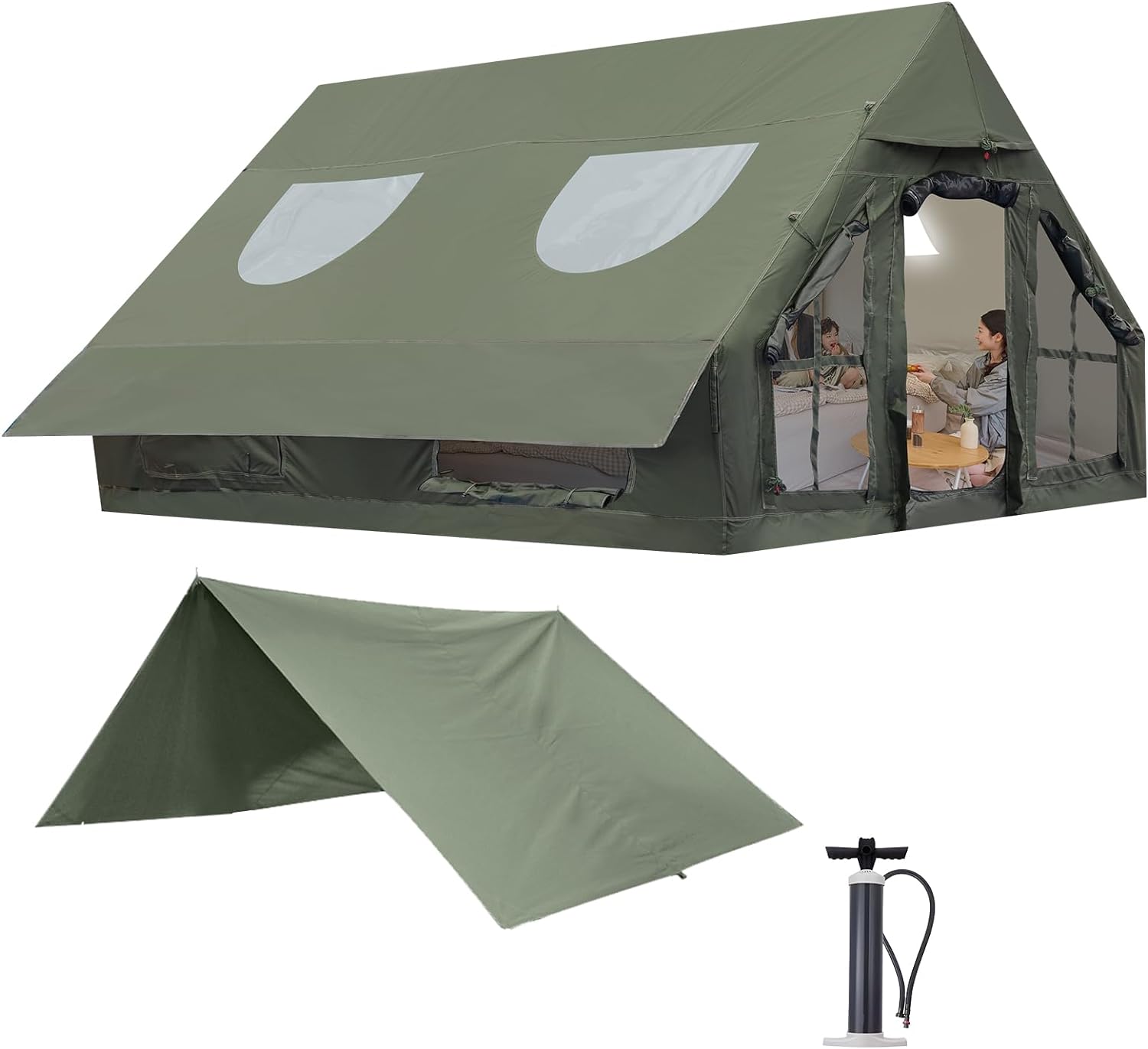 KIKILIVE Inflatable 4 Season Camping Tent: Easy Setup, Waterproof & Glamping Ready