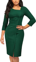 AISIZE Women's Retro Classy V-Neck Stretch Business Wrap Bodycon Dress