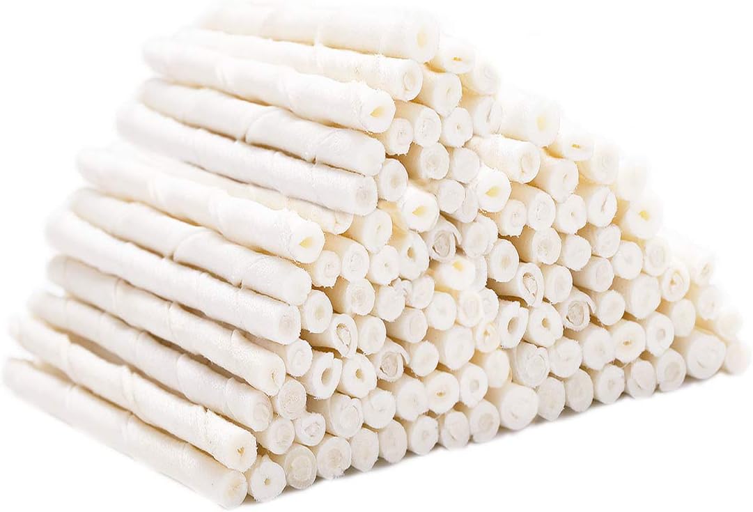 Natural 5 Inch Dog Rawhide Twist Sticks for Small Dogs Treats