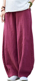IXIMO Women's Cotton Linen Baggy Lantern Pants - Relax Fit