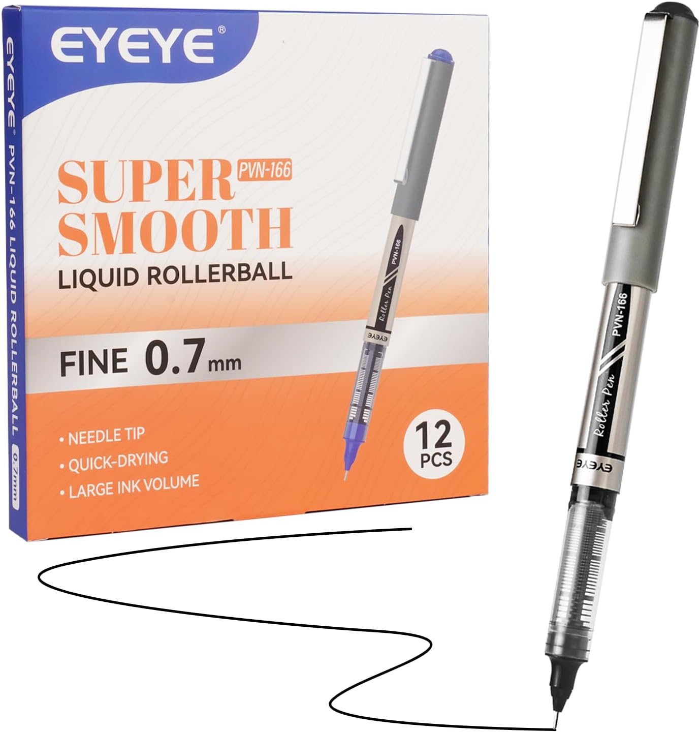 EYEYE Quick-Dry Rollerball Pens 12-Pack, Fine Point