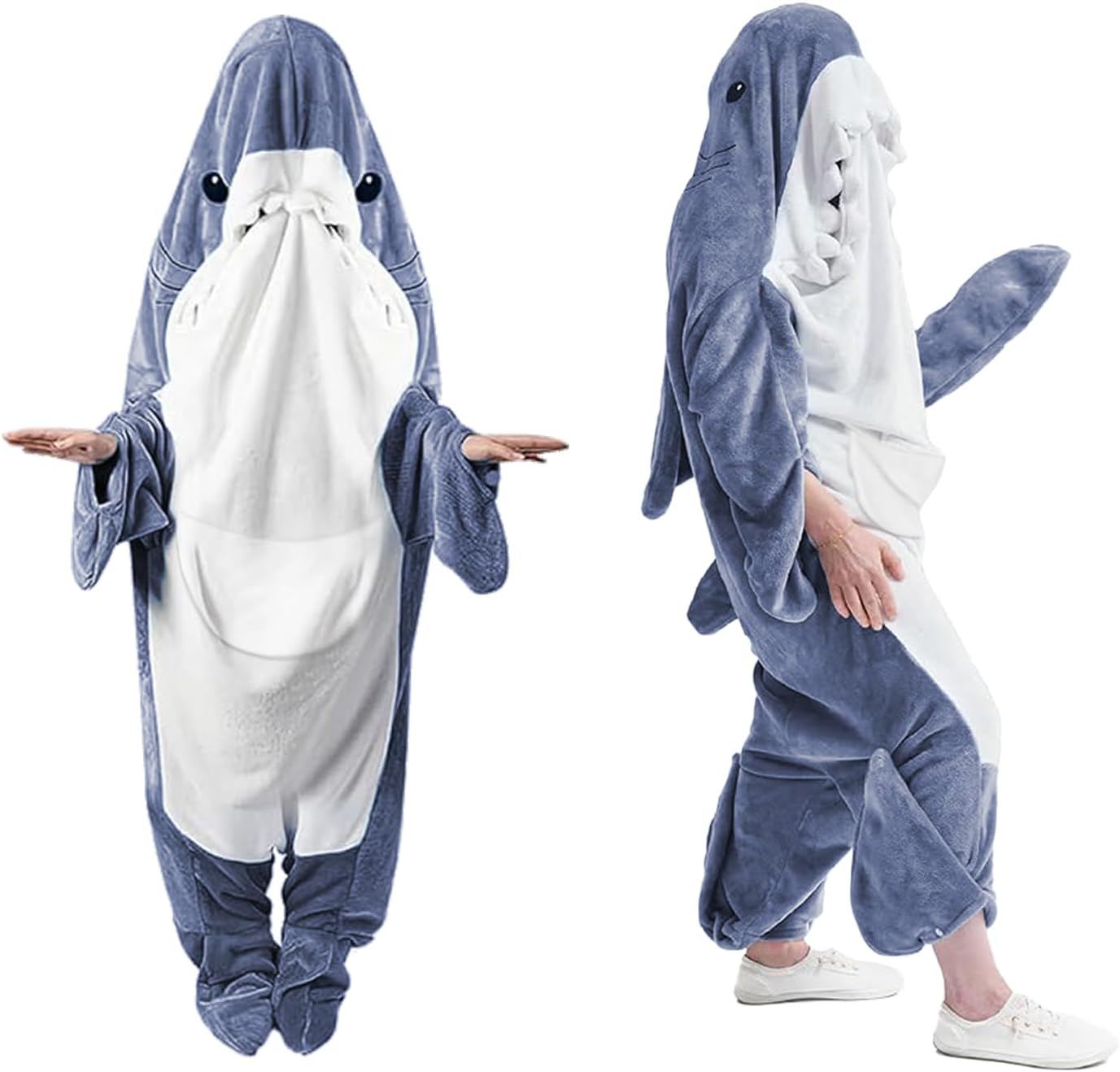 Cozy Blue Shark Hoodie Blanket - Erwinmu