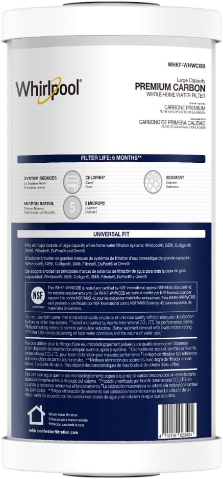 Whirlpool WHKF-WHWCBB 10in x 4.5in Premium Carbon Filter