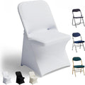 White Folding Chair Covers for Party Spandex Stretch - 50 Pack