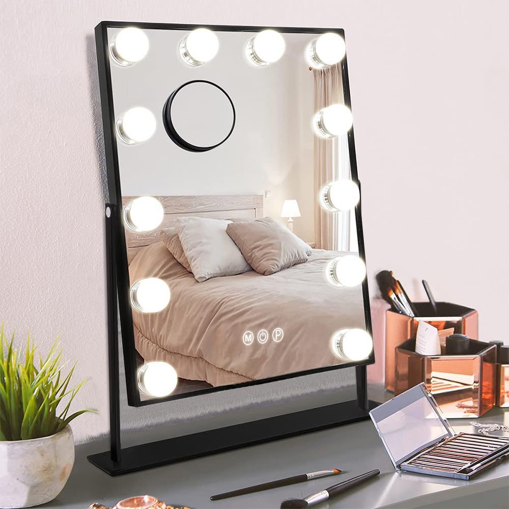 Hansong Black Vanity Mirror with Lights for Flawless Makeup