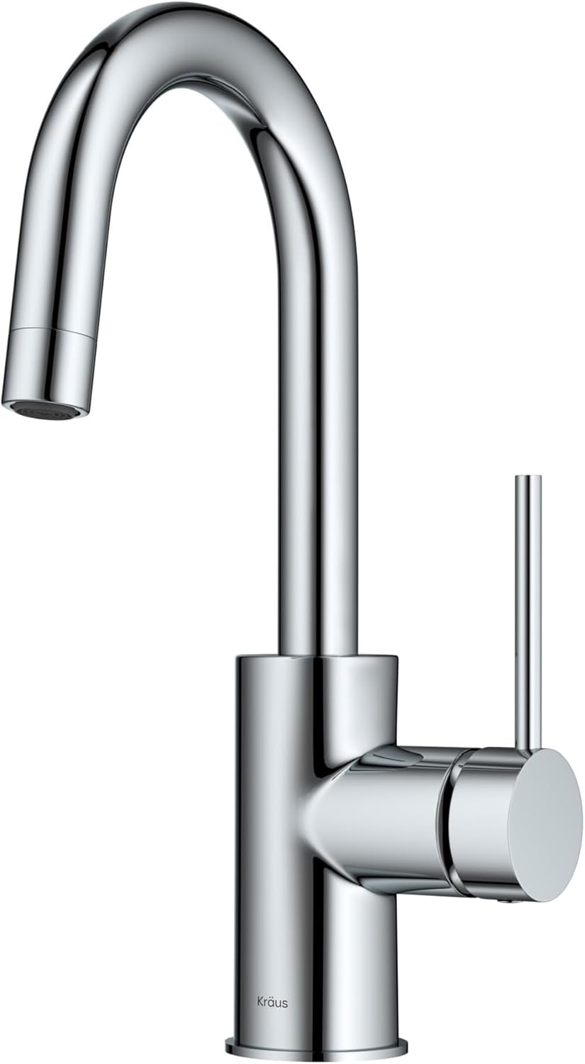 KRAUS Oletto Single Handle Kitchen Bar Faucet with Chrome Finish