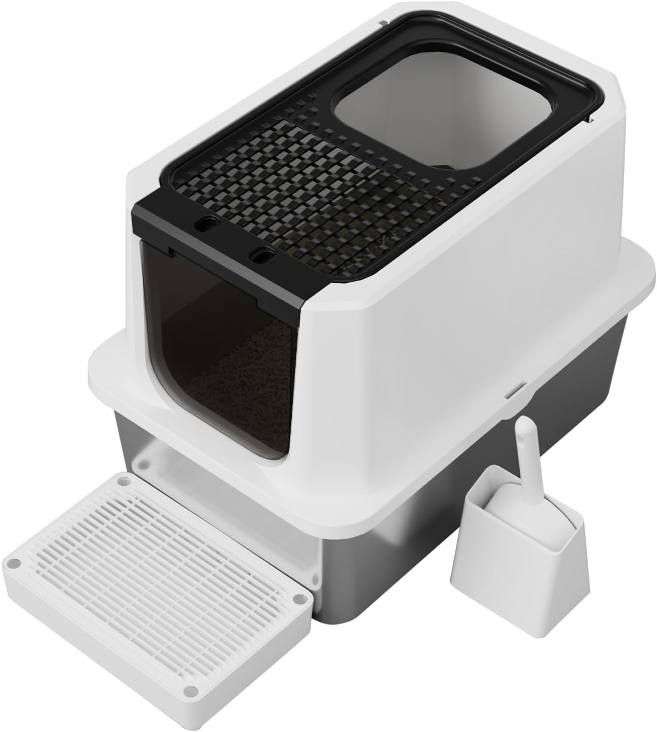 RIZZARI Stainless Steel Cat Litter Box for All Cat Sizes