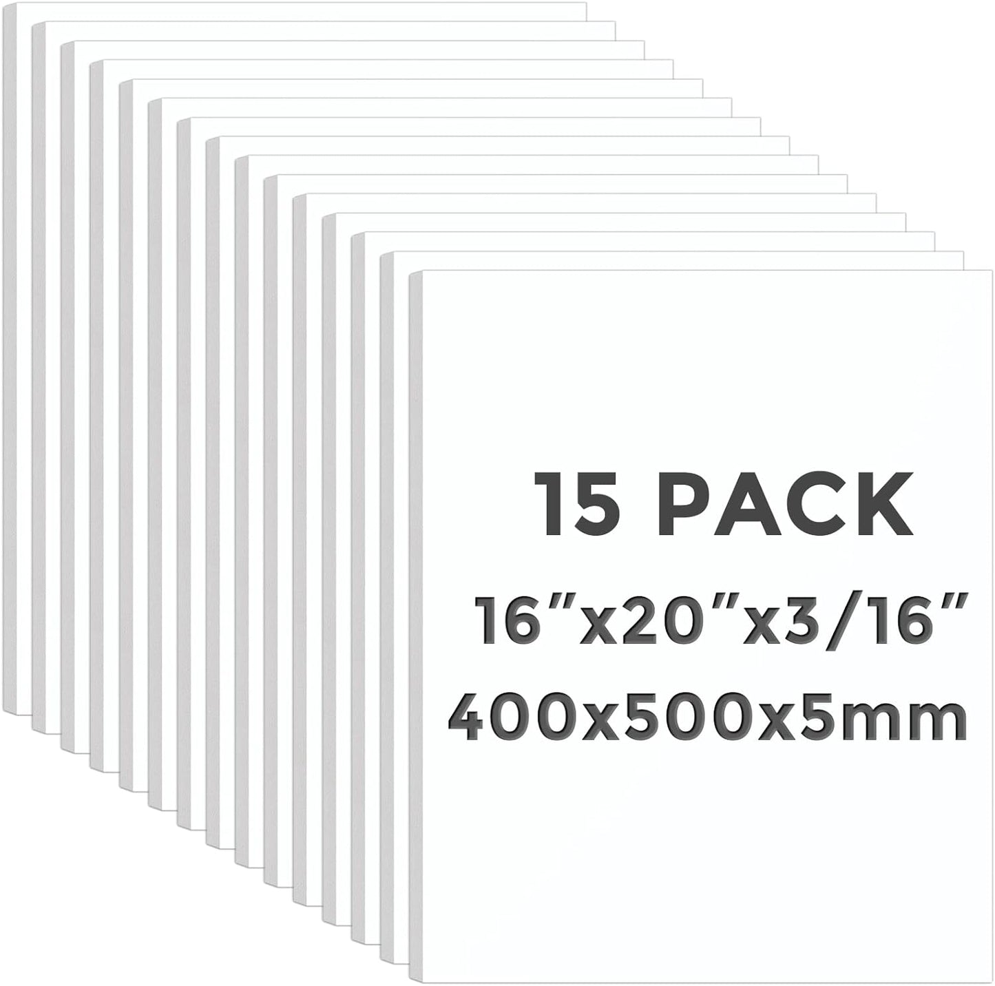 CreGear Foam Board 15 Pack for Crafts, Art, and Displays
