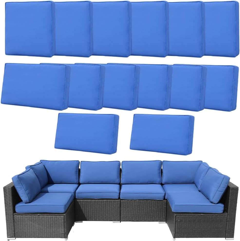 14Pcs Outdoor Cushion Covers Replacement for 6-Seater Sofa