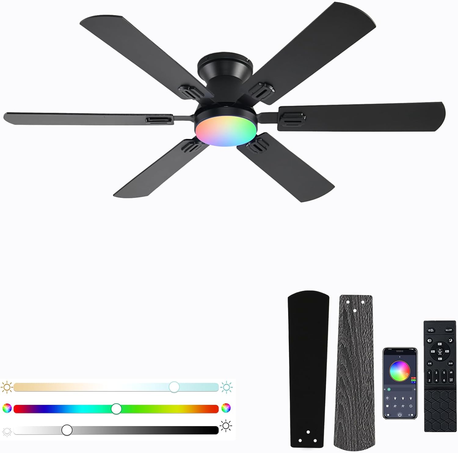 56 RGB Ceiling Fan with Lights - Smart Control & Quiet Operation