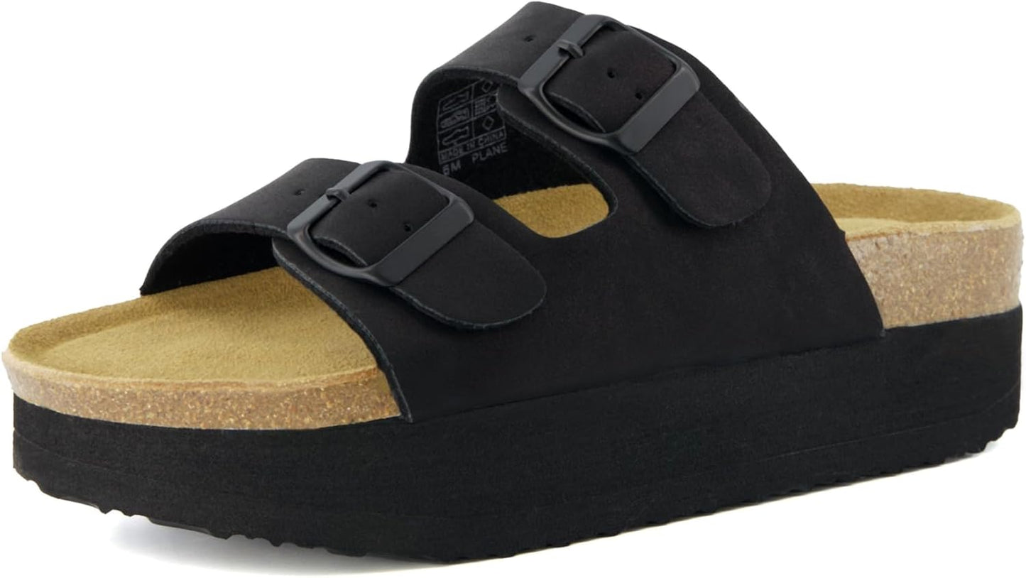 CUSHIONAIRE Women's Plane Platform Footbed Sandal for Comfort