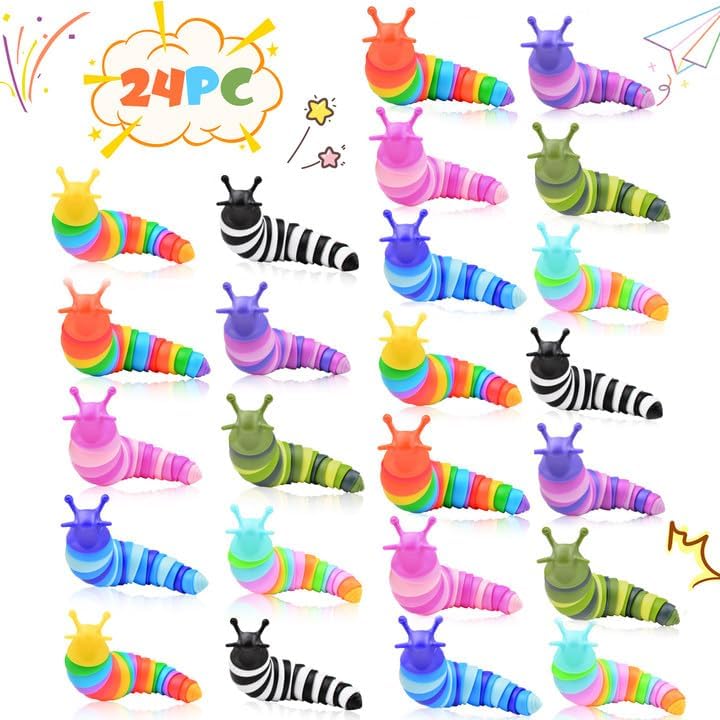 Cevioce 24 PCS Fidget Toys Slug for Stress Relief and Fun