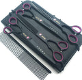 7.0 in Black Professional Dog Grooming Scissors Set - 5pc Left & Right