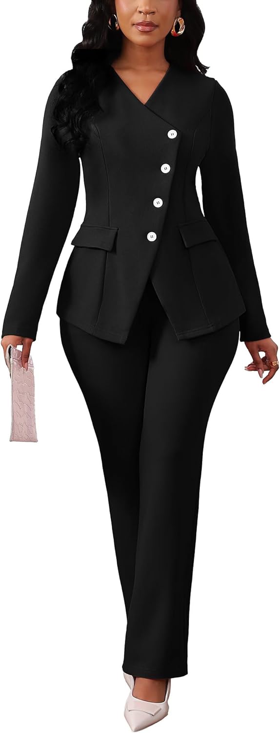 Stylish Pant Suits for Women with Blazer and Wide Leg Pants