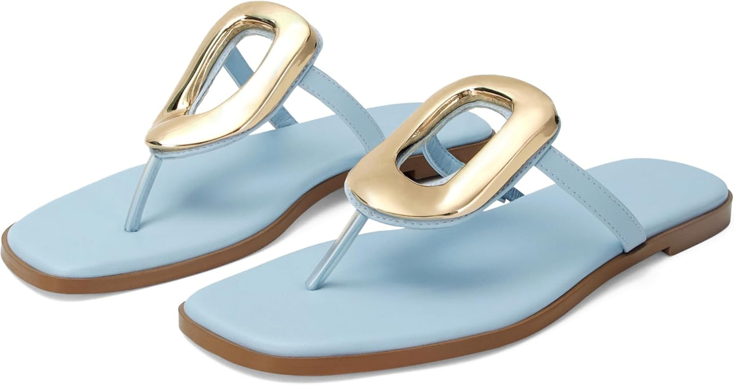 Stylish Flip-Flops for Women with Bold Metal Hardware Design