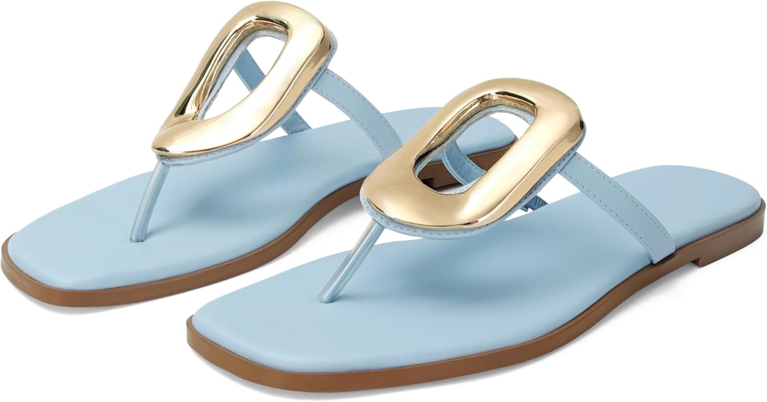 Stylish Flip-Flops for Women with Bold Metal Hardware Design