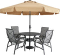 MASTERCANOPY Valance Patio Umbrella 9ft Khaki - Sturdy 8-Rib Shade