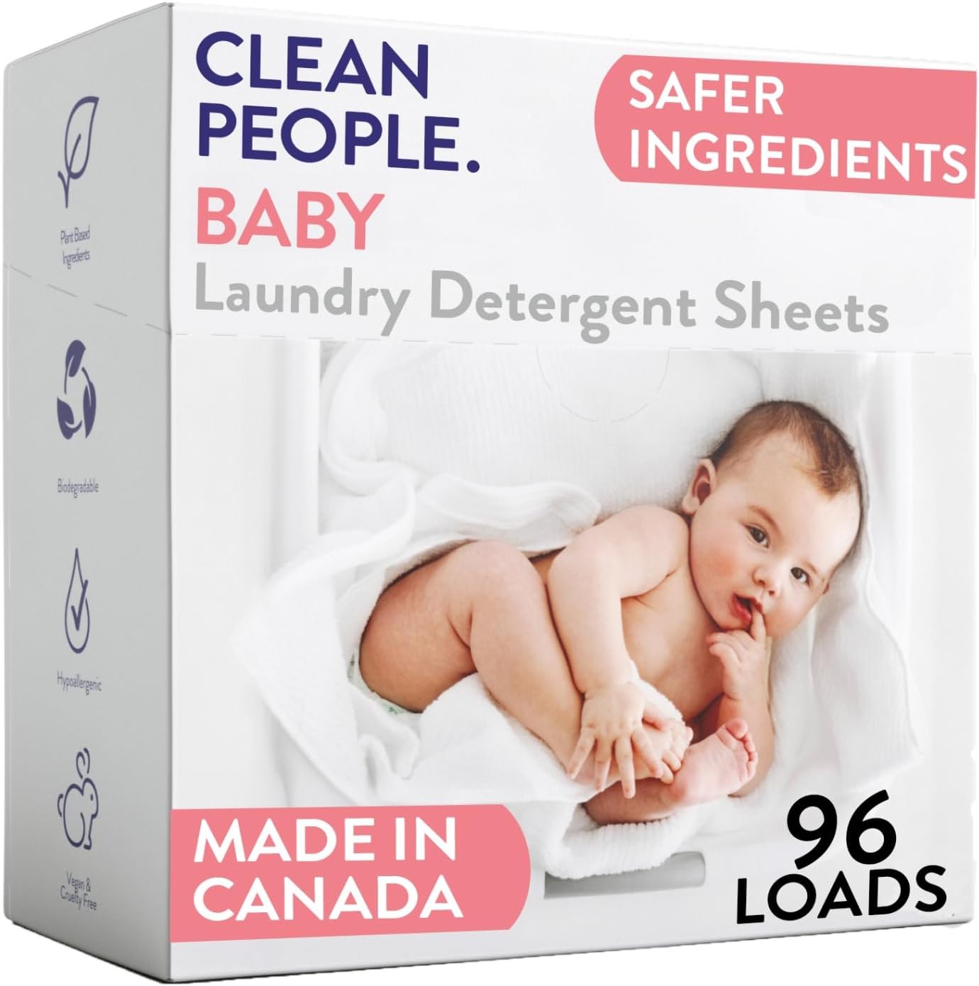 Hypoallergenic Baby Laundry Detergent Sheets - Fragrance Free 96 Pack