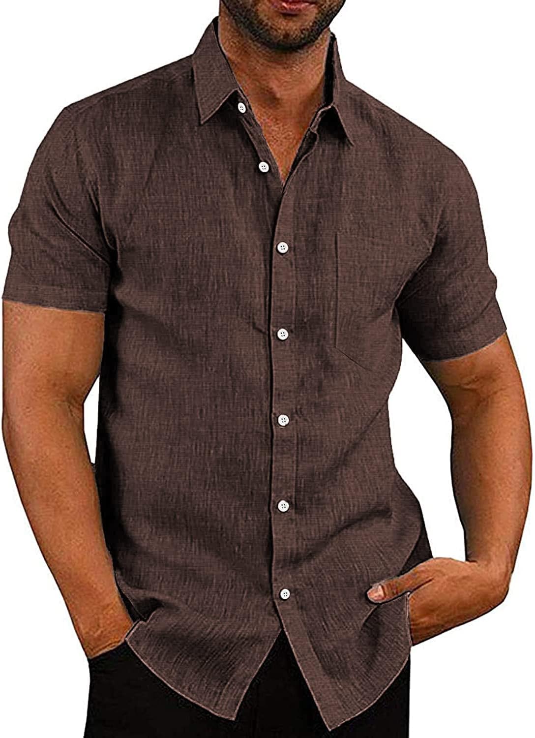 COOFANDY Men's Casual Button Down Linen Shirts for Summer