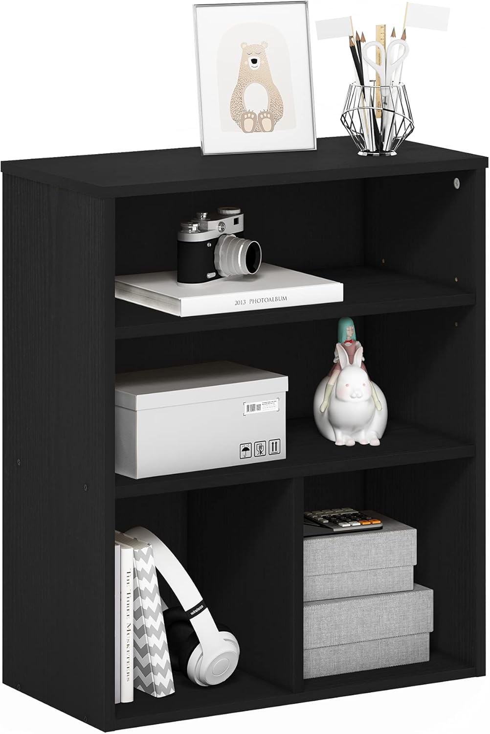 Furinno Pasir 3 Tier Display Bookcase in Black Oak for Home