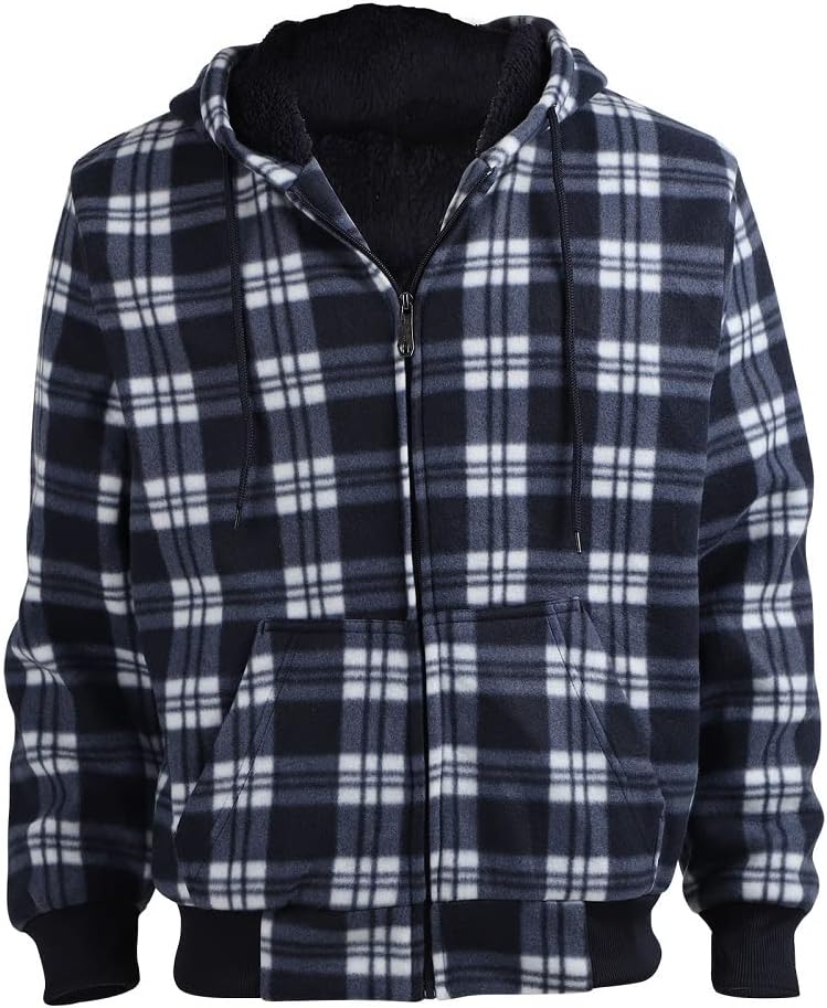Winter Heavy Warm Sherpa Lined Fleece Plaid Flannel Jacket